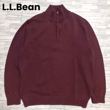 L.L.Bean 하프 지퍼 코튼 니트 무지 풀오버 L 사이즈