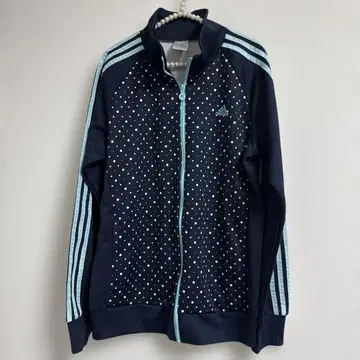 adidas 도트 무늬 집업 자켓 네이비