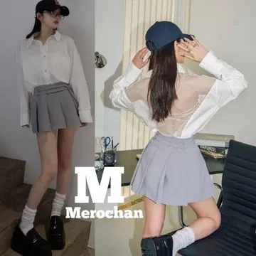 [새상품급] 다리치 더블 벨트 플리츠 미니 스커트 M