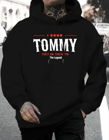 [새상품 Tommy 로고 포함] 블랙 후드티 후드 부착