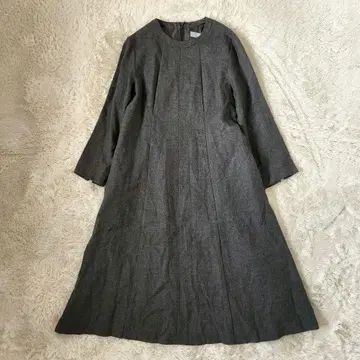 컨디션 최상 쿠미쿄쿠 울 조젯 플레어 원피스 그레이