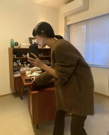 MOUSSY loose knit cardigan 가디건 브라운