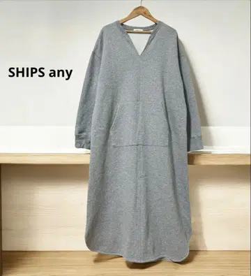 SHIPS any USA 코튼 속기모 포켓 부착 원피스 그레이 F