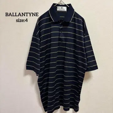 BALLANTYNE 네이비 골드 스트라이프 피케 셔츠 사이즈 4