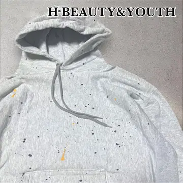 H BEAUTY&YOUTH 스플래쉬 페인트 후드 맨투맨