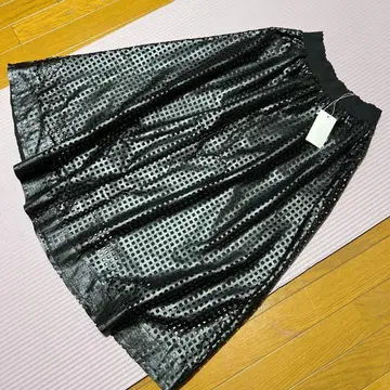 Hhre style 블랙 메쉬 플레어 스커트