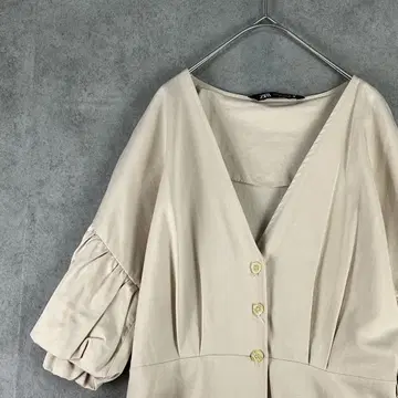 ZARA (M) 롱 원피스 롱 가디건 5부 소매 셔츠 원피스