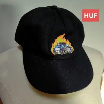 HUF 캡 모자 패트롤카 불꽃 자수 블랙 새상품급 익명 배송 무료배송