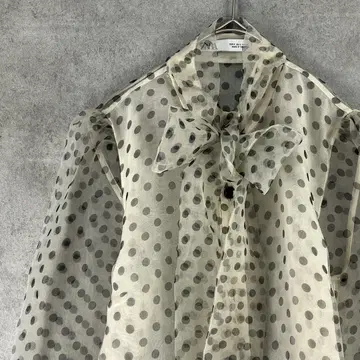 ZARA 자라 ( S ) 보타이 쉬폰 셔츠 블라우스 도트 긴팔