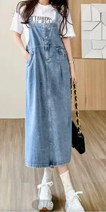 미니미니 스토어 살로펫 데님 원피스 체형 커버 (색스 블루)