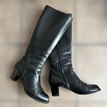 발리 블랙 가죽 롱 부츠 사이드 지퍼 사이즈 37