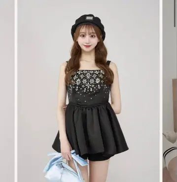다리치 블랙 주얼리 플레어 튜닉 프리 블랙