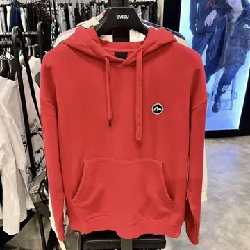 EVISU 빨간색 후드 부착 후드티 L 사이즈