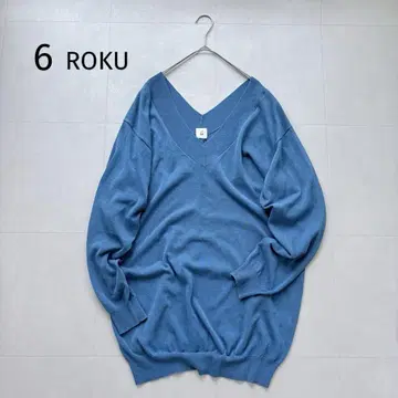 6 로쿠 ROKU 뷰티 앤 유스 V넥 코튼 린넨 니트 가을 봄