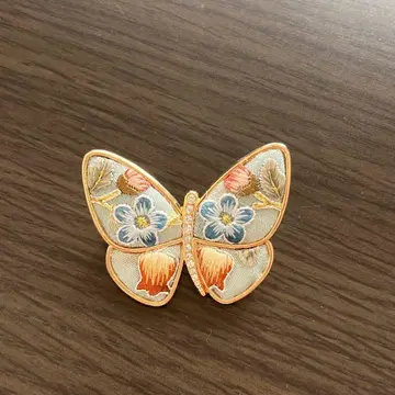 꽃무늬 자수 나비형 브로치 코사지