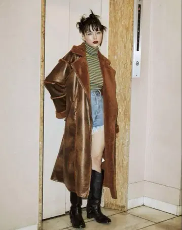 jouetie 가죽 롱 코트