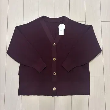 데코 버튼 BIG V 가디건 로리즈팜 버건디 F