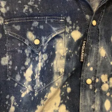 최종 가격 인하 DSQUARED2 스플래터 데님 셔츠 긴팔