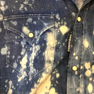 최종 가격 인하 DSQUARED2 스플래터 데님 셔츠 긴팔