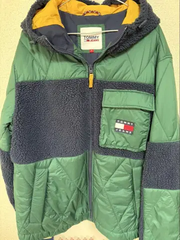 TOMMY JEANS 다운 자켓 XL 그린/네이비