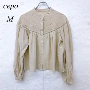 e5502 [세포] 페이즐리 자수 블라우스 베이지 여성용 M 사이즈