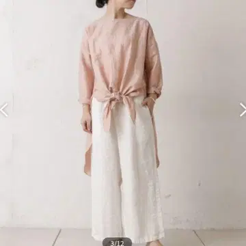 비어즐리 beardsley 블라우스 튜닉 앞 여밈 핑크