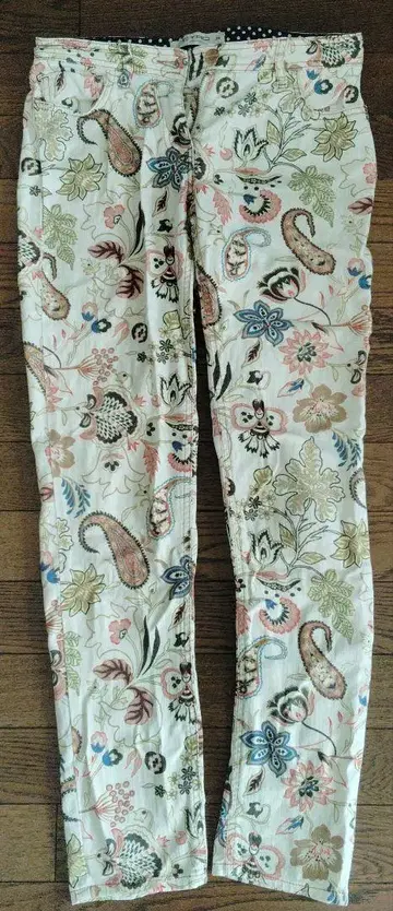 ETRO 꽃무늬 팬츠 26 리메이크 등에 지퍼 고장