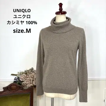 78 유니클로 캐시미어 100% 하이넥 베이지 니트