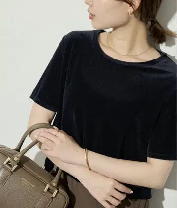 SLOBE IENA 벨로아 T셔츠 블랙 슬로브 이에나 상의
