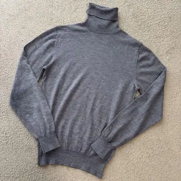 [ 새상품급 ] BEAMS F 메리노울 터틀 니트 그레이 MERINO