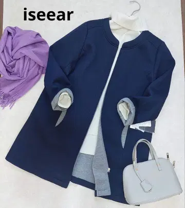 택 포함 새상품 iseear 노카라 코트 본딩 네이비 L 하자품