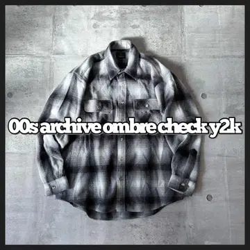 00s archive ombre check 플란넬 셔츠