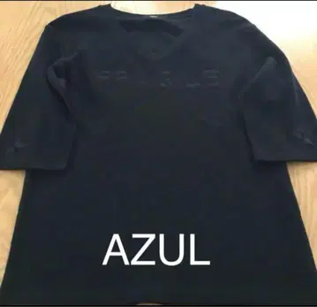 가격 인하 새상품급 AZUL FRAGILE V넥 셔츠 블랙 7분 소매