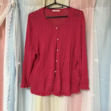 Rose Tiara 빨간색 레이스 니트 가디건