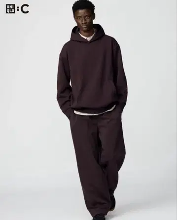 UNIQLO C 맨투맨 와이드 팬츠 브라운 S