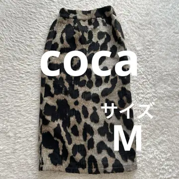 coca 레오파드 무늬 기모 롱 타이트 스커트