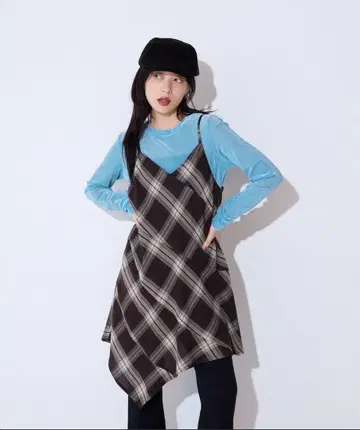 JEANASIS 요류 체크 미니 원피스