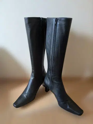 [ 박스 포함 ] 히미코 블랙 가죽 롱 부츠 23.5cm