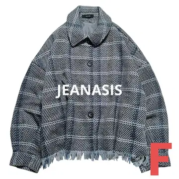 지나시스 숏코트 자켓 코트 체크 프린지 그레이 가을/겨울