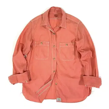 orSlow 오어슬로우 긴팔 셔츠 린넨 혼방 밴드 포함 핑크 S