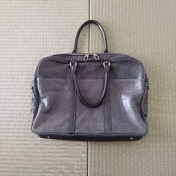 아니아리 그레이 가죽 더블 지퍼 백