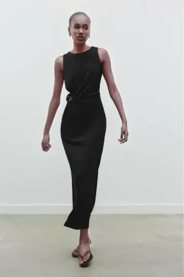 ZARA 블랙 슬리브리스 롱 원피스 드레스