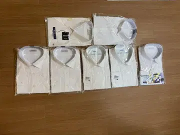 화이트 반팔 셔츠 2장 세트 화이트 긴팔 셔츠 5장 세트