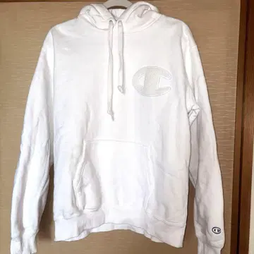 Champion 화이트 후드티 타월 로고 XL 사이즈