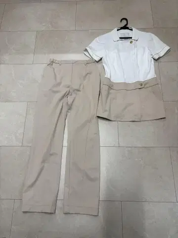 나기이레벤 화이트/베이지 셋업 팬츠