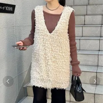 kastane 퍼 롱 베스트 안감 있음
