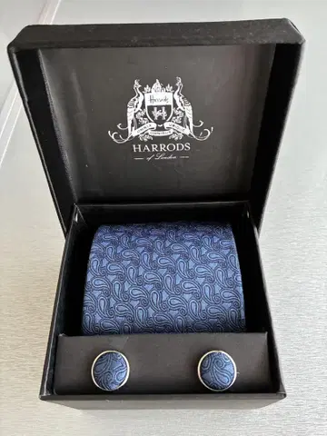 HARRODS 페이즐리 무늬 넥타이 커프스 단추 세트