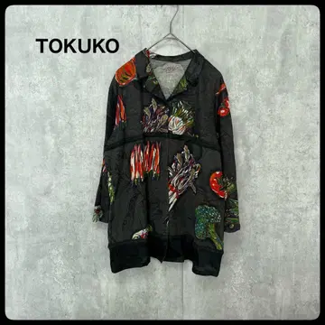 # TOKUKO 채소 프린트 긴팔 셔츠 가디건 블라우스