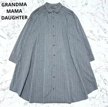 GRANDMA MAMA DAUGHTER 스트라이프 셔츠 원피스 그레이