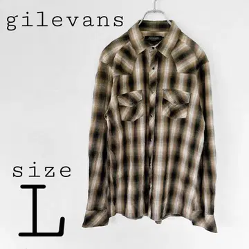 gilevans [ L ] 긴팔 셔츠 옴브레 체크 포켓 스냅 버튼